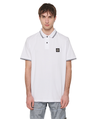 Stone Island 2SC18 Logo Polo Shirt White