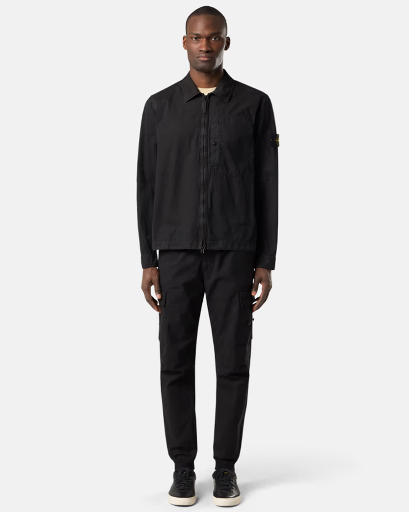 Stone Island 1200032 Zipped Cotton Jacket Black