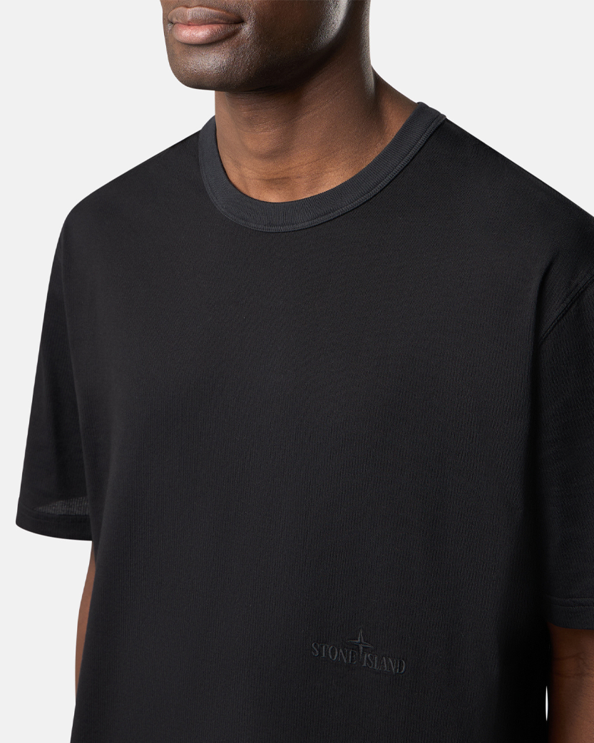 Stone Island 2100038 TEXTURED MERCERIZED COTTON JERSEY T-Shirt Black