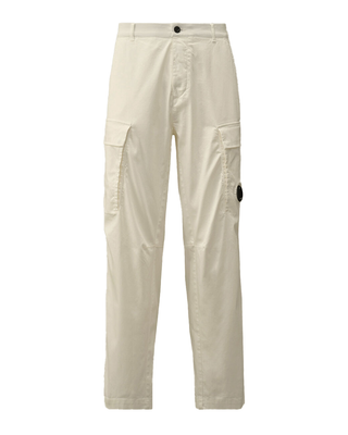 C.P. Company Stretch Sateen Loose Cargo Pants White 18CMPA166A005694G