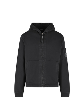 C.P. Company Cotton Diagonal Fleece Zip Hoodie Black 20CMSS039A110044G