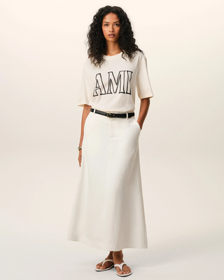 Ami Paris Cotton Print T-Shirt White Creame