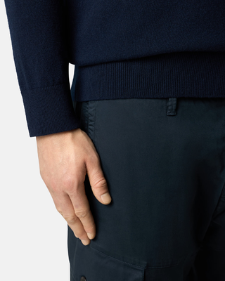 Stone Island 3100339 Organic Stretch Cotton Satin Cargo Trousers Navy Blue