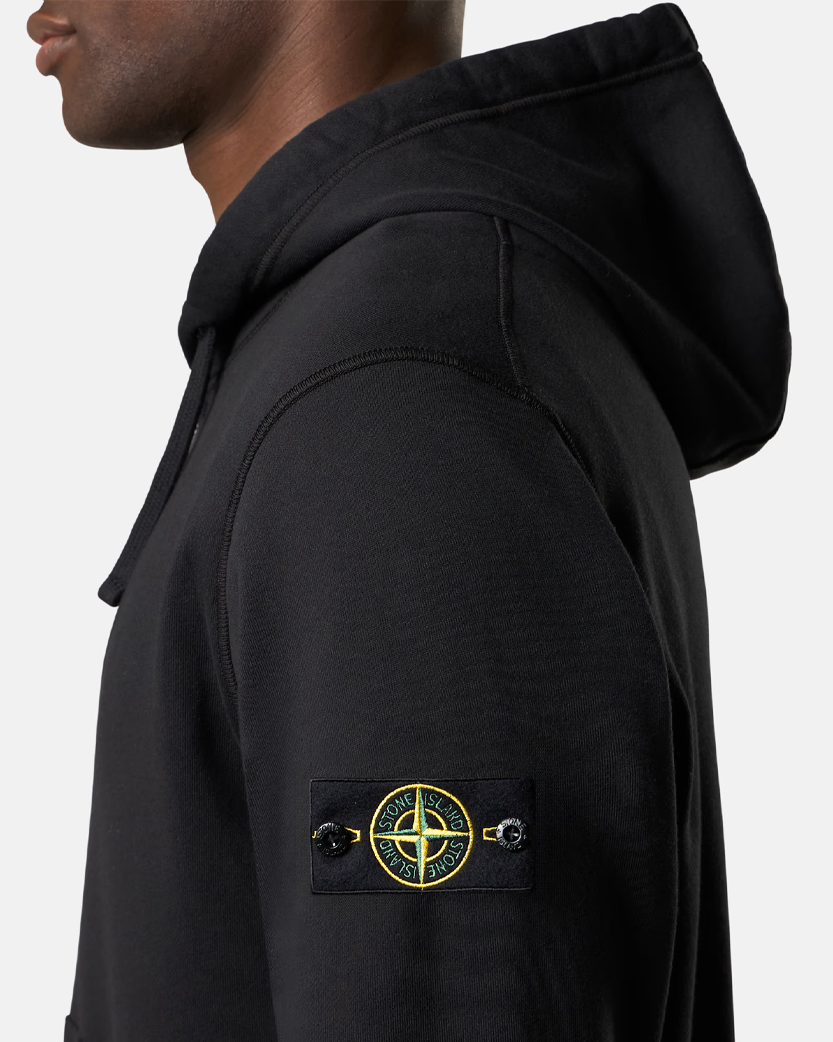 Stone Island 6100042 Organic Cotton Fleece Zip Hoodie Black