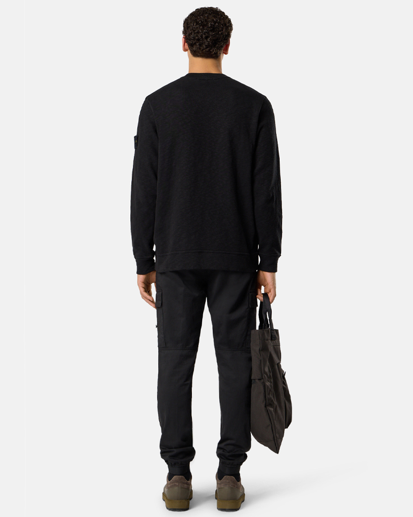 Stone Island 6100053 VANISE BRUSHED HEAVY COTTON JERSEY Sweatshirt Black