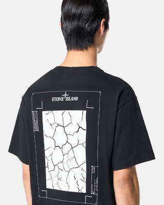 Stone Island 21002RC 24/2 Organic Cotton Jersey T-shirt 'Construction Lines' Print Black