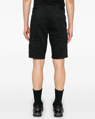 Stone Island L100018 Organic Cotton Stretch Broken Twill 'Old' Effect Shorts Black