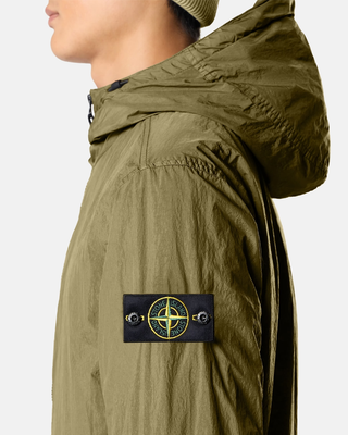 Stone Island 4100001 CRINKLE REPS NY Hooded Jacket Military Green
