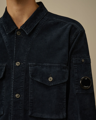 C.P. Company Corduroy Lens Button Overshirt Eclipse Blue 19CMOS072A006410O