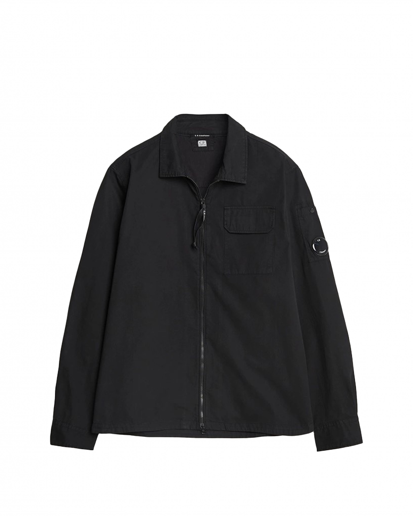 C.P. Company Organic Gabardine Full Zip Overshirt Black 18CMOS124A110143G