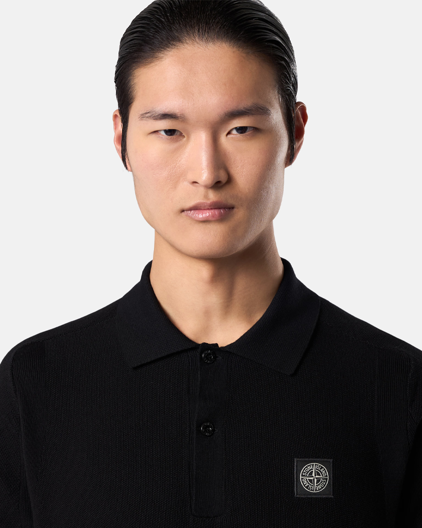 Stone Island 5100033 Soft Organic Cotton Compass Patch Polo T-shirt Black
