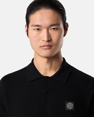 Stone Island 5100033 Soft Organic Cotton Compass Patch Polo T-shirt Black