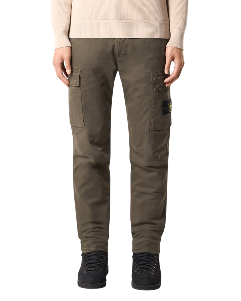 Stone Island 3100304 SUPIMA Cotton Twill Stretch-TC Cargo Pants Green