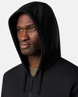 Stone Island 6100042 Organic Cotton Fleece Zip Hoodie Black