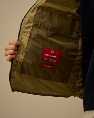 C.P. Company Nada Shield Packable Primaloft® Evolve Hooded Lens Jacket Dried Herb Green 20CMOW070A110467W