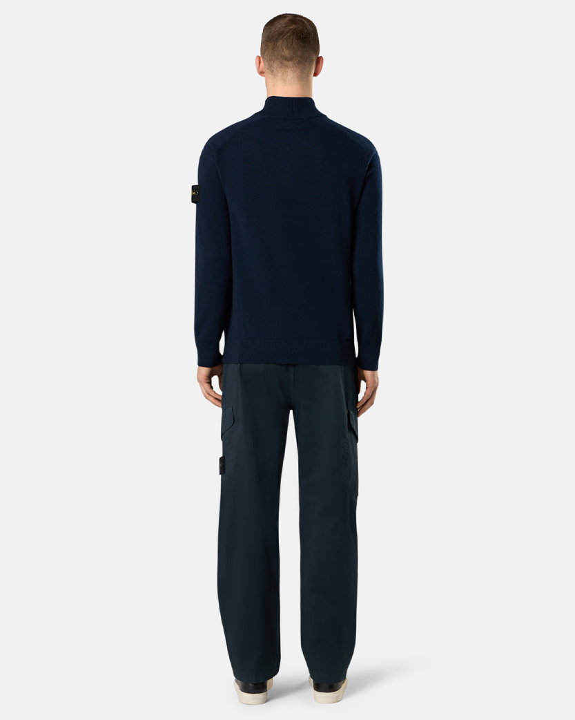 Stone Island 3100339 Organic Stretch Cotton Satin Cargo Trousers Navy Blue