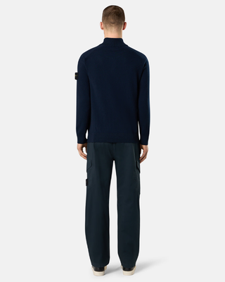 Stone Island 3100339 Organic Stretch Cotton Satin Cargo Trousers Navy Blue