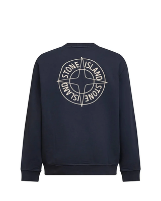Stone Island 6100001 COTTON FLEECE Sweatshirt ‘Outline Compass’ Print Navy Blue