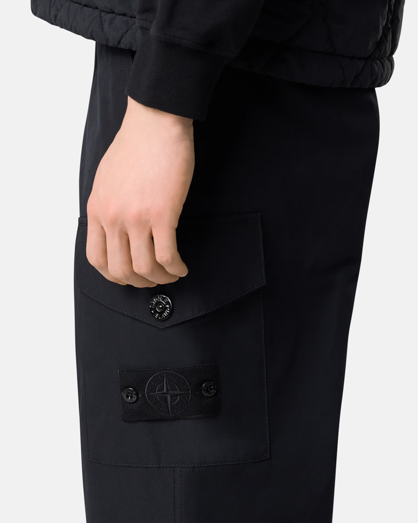 Stone Island 3100008 Weatherproof Cotton Canvas Ghost Cargo Pants Black