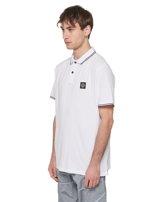 Stone Island 2SC18 Logo Polo Shirt White