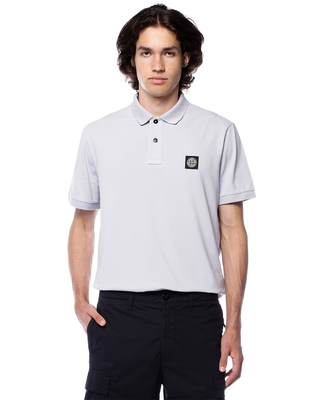 Stone Island 22002SC Organic Cotton Elastane Pique Polo T-Shirt Lilac