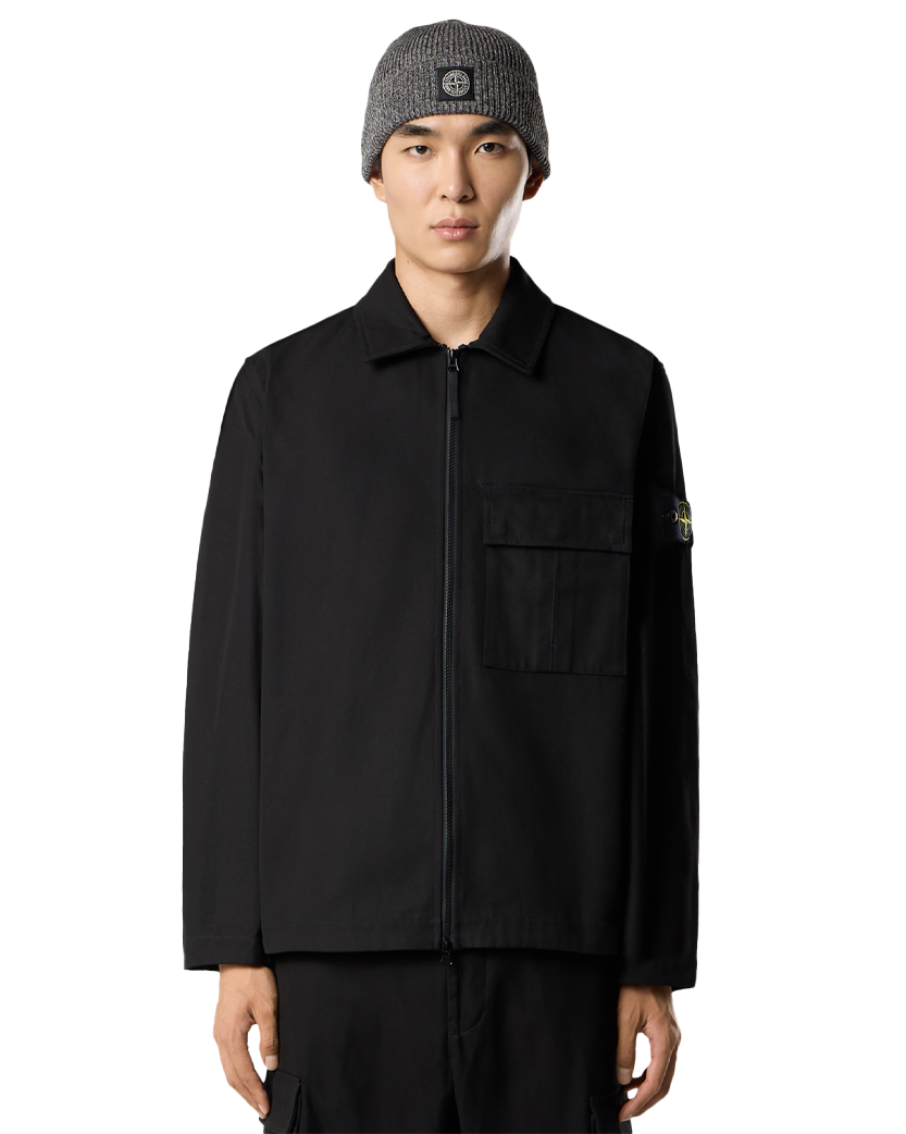 Stone Island 1200010 PANAMA COTTON Overshirt Black