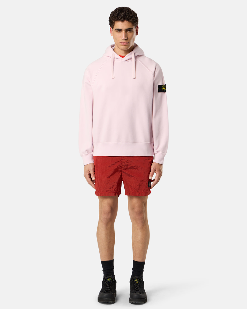 Stone Island 6100023 BRUSHED ORGANIC COTTON FLEECE Oversized Hoodie Pink