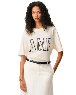 Ami Paris Cotton Print T-Shirt White Creame