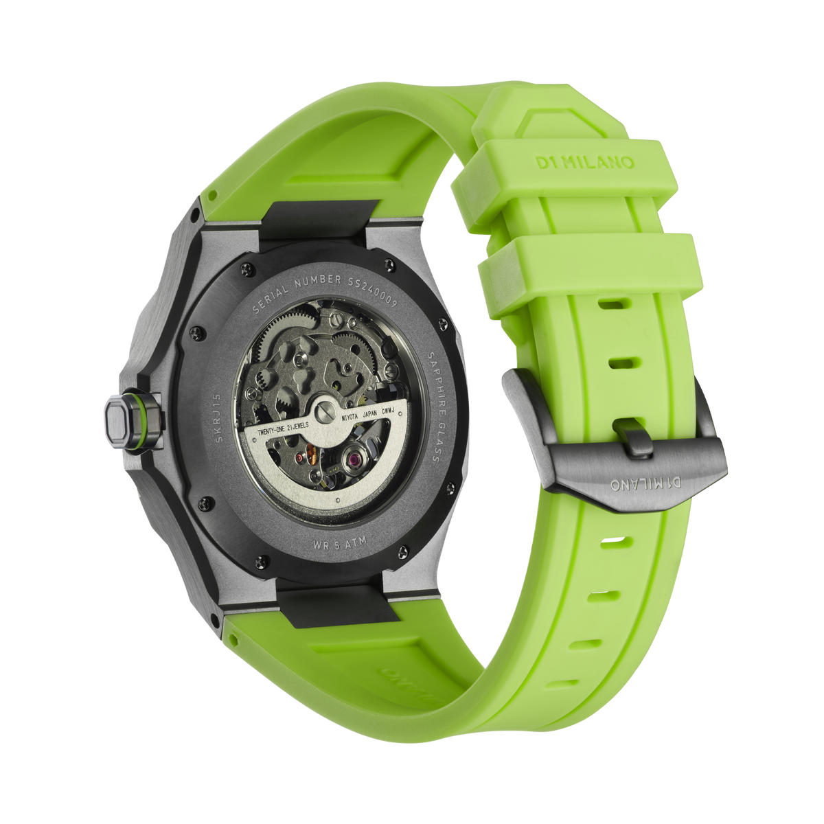 D1 Milano Skeleton Rubber Bracelet 41.5 mm Slice Lime SKRJ15