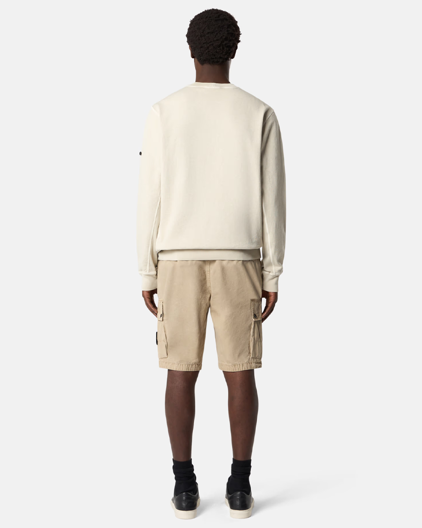 Stone Island L100011 Organic Cotton Canvas 'OLD' Effect Bermuda Shorts Beige