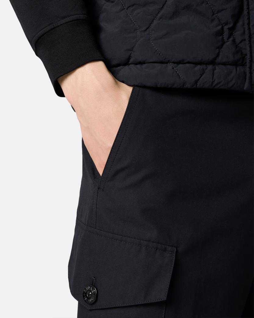 Stone Island 3100008 Weatherproof Cotton Canvas Ghost Cargo Pants Black