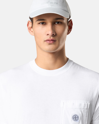 Stone Island 2100219 Organic Cotton Jersey 'FISSATO' EFFECT T-shirt Compass Patch White