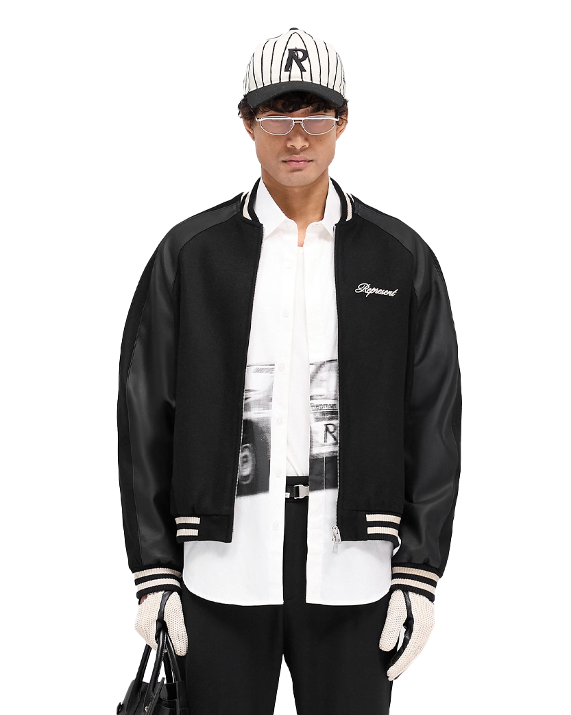 Represent Raglan Varsity Jacket Black MLM1803-01