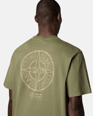 Stone Island 2100001 ORGANIC COTTON JERSEY T-Shirt 'Stone' Print Military Green