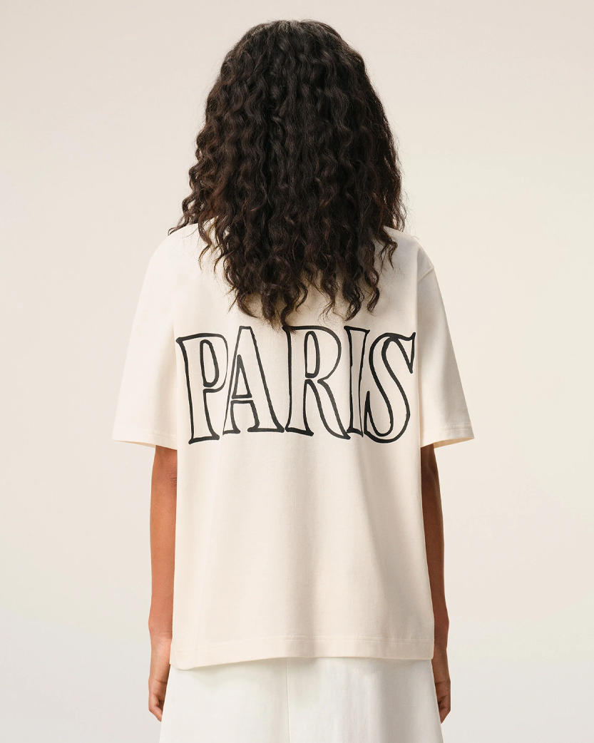 Ami Paris Cotton Print T-Shirt White Creame