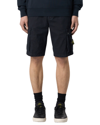 Stone Island L100011 Organic Cotton Canvas 'OLD' Effect Bermuda Shorts Navy Blue