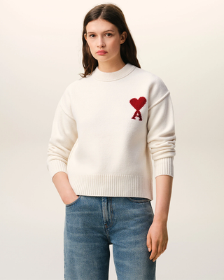 Ami Paris ADC Crewneck Wool Sweater White / Red