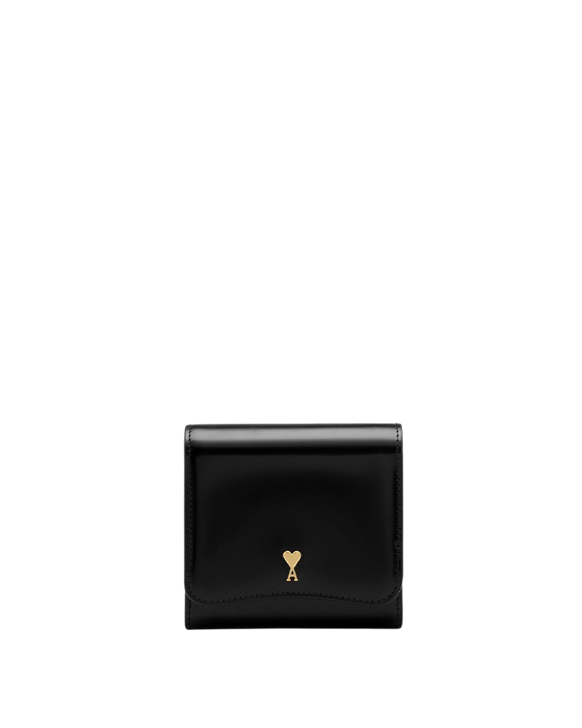 Ami Paris Compact Leather Wallet Noir