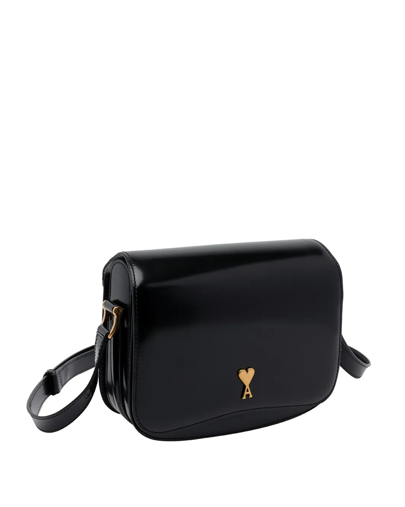 Ami Paris Leather Crossbody Bag Noir