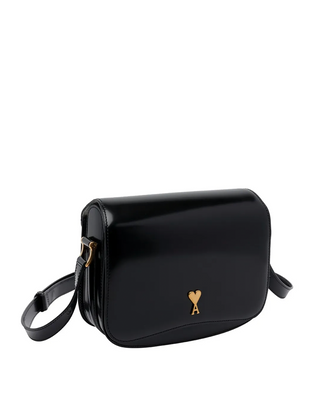 Ami Paris Leather Crossbody Bag Noir