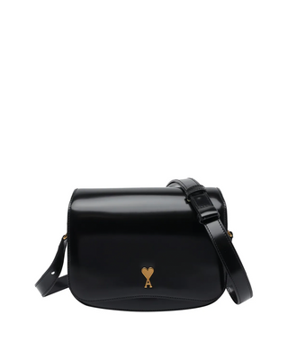 Ami Paris Leather Crossbody Bag Noir