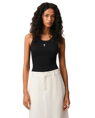Ami Paris Logo Cotton Tank Top Black