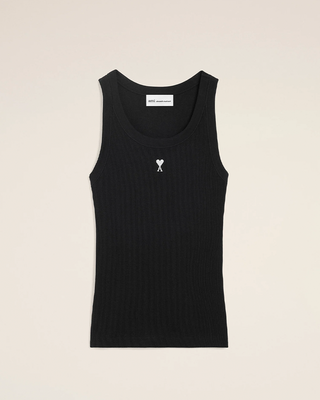 Ami Paris Logo Cotton Tank Top Black