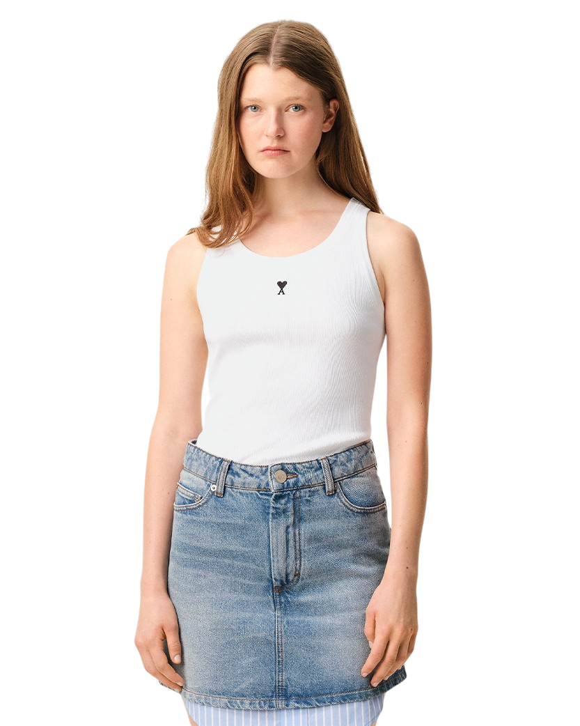 Ami Paris Logo Cotton Tank Top White