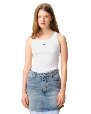 Ami Paris Logo Cotton Tank Top White