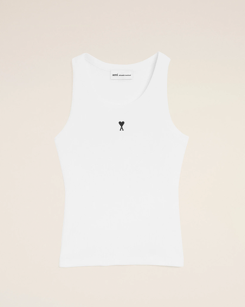 Ami Paris Logo Cotton Tank Top White