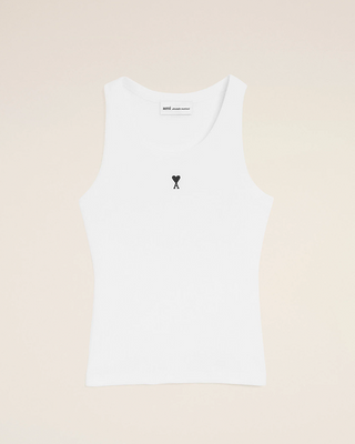 Ami Paris Logo Cotton Tank Top White
