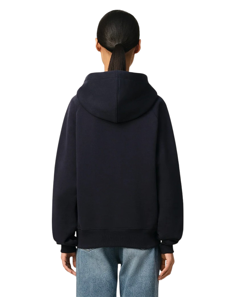 Ami Paris Patch Cotton Hoodie Navy Blue