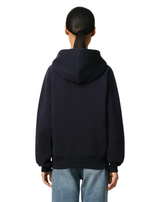 Ami Paris Patch Cotton Hoodie Navy Blue