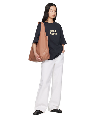 Ami Paris Patch Organic Cotton Jersey T-Shirt Navy Blue